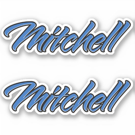 Mitchell Name blue Aufkleber Sticker Stickerset (Voorkant)