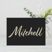 Mitchell Name white gold Handwriting Karte Kaart (Staand voorkant)