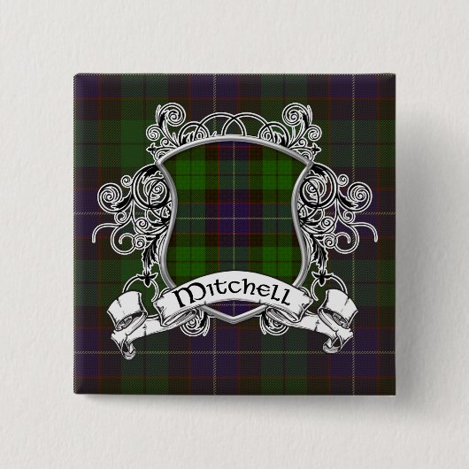 Mitchell Tartan Shield Vierkante Button 5,1 Cm (Voorkant)