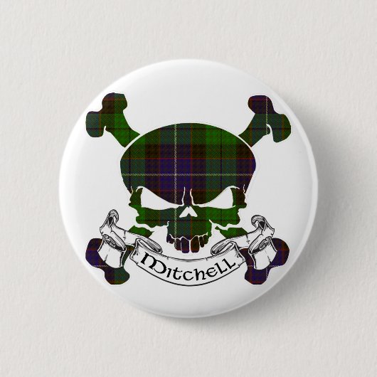 Mitchell Tartan Skull Ronde Button 5,7 Cm (Voorkant)