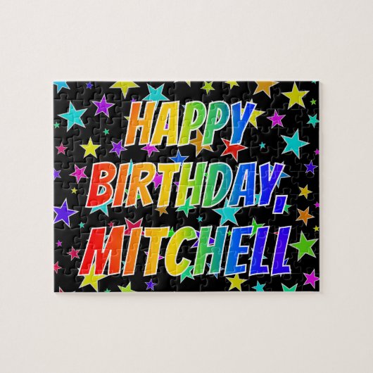 "MITCHELL" Voornaam, Leuk "GEFELICITEERD MET JE VE Legpuzzel (Horizontaal)