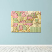 Mitchell's National Map of the American Republic Canvas Afdruk (Insitu (Houten vloer))