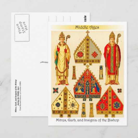 Miters, Garb en Insignia of the Bishop Briefkaart (Voorkant / Achterkant)