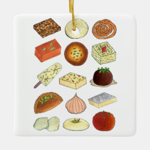 Mithai Indian Sweets Confectionery Desserts India Keramisch Ornament