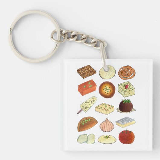 Mithai Indian Sweets Confectionery Desserts India Sleutelhanger (voorkant)