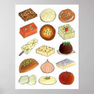 Mithai Indian Sweets snoepgoed Illustratie Poster