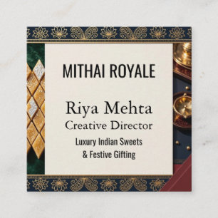 Mithai Royale Smaragdgroene Paisley Kunst Lotus Mo Vierkante Visitekaartje