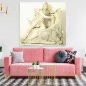 Mithras offert de Bull op, marmer relief, Roman Canvas Afdruk (Insitu (Woonkamer))