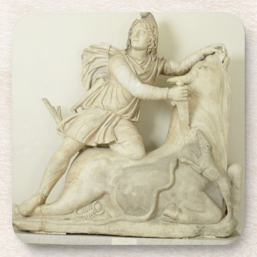 Mithras offert de Bull op, marmer relief, Roman Drankjes Onderzetter (Voorkant)