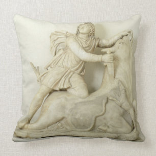 Mithras offert de Bull op, marmer relief, Roman Kussen
