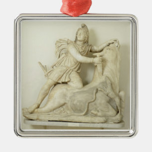 Mithras offert de Bull op, marmer relief, Roman Metalen Ornament