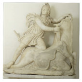 Mithras offert de Bull op, marmer relief, Roman Tegeltje (Voorkant)