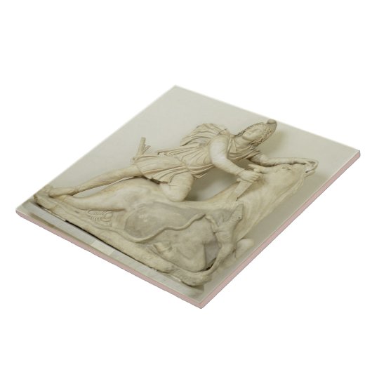 Mithras offert de Bull op, marmer relief, Roman Tegeltje (Zijkant)