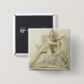 Mithras offert de Bull op, marmer relief, Roman Vierkante Button 5,1 Cm (Voorkant /achterkant)