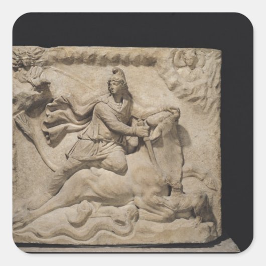 Mithras offert de stier op, 2e tot 3e eeuw vierkante sticker (Voorkant)