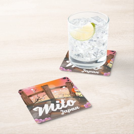 Mito Japan bloeit poster. Kartonnen Onderzetters (Insitu)