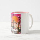 Mito Japan bloeit poster. Tweekleurige Koffiemok (Voorkant rechts)