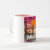 Mito Japan bloeit poster. Tweekleurige Koffiemok (Voorkant links)