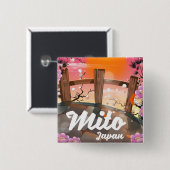 Mito Japan bloeit poster. Vierkante Button 5,1 Cm (Voorkant /achterkant)