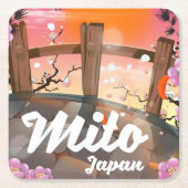 Mito Japan bloemposter. Kartonnen Onderzetters (Voorkant)