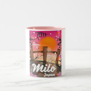 Mito Japan bloemposter. Tweekleurige Koffiemok