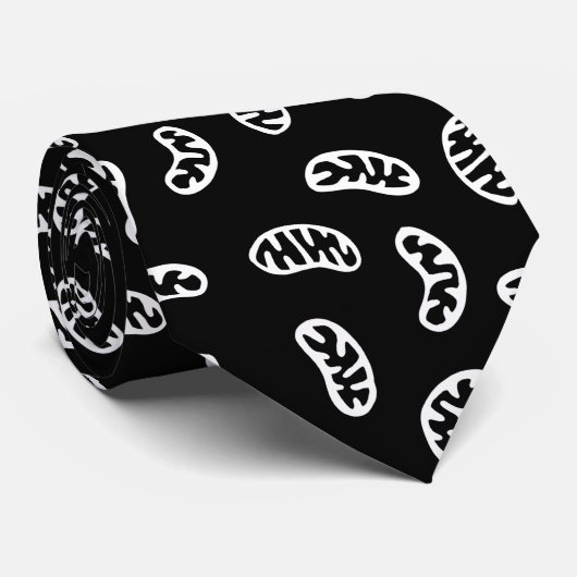 Mitochondria - White on Black Stropdas (Opgerold)