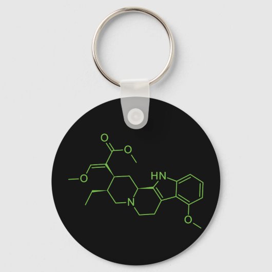 Mitragynine Kratom Molecuul - Chemisch Diagram Sleutelhanger (Voorkant)