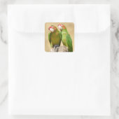 Mitred Parakeet op houten post Briefkaart Vierkante Sticker (Tas)