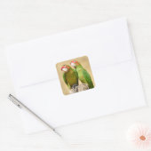 Mitred Parakeet op houten post Briefkaart Vierkante Sticker (Envelop)