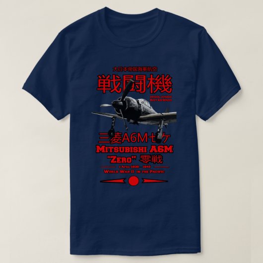 Mitsubishi A6M Zero A6M Fighter vliegtuig T-shirt (Design voorkant)