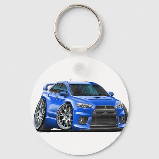Mitsubishi Evo Blue Car Sleutelhanger (Voorkant)
