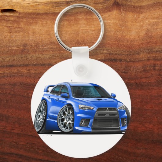 Mitsubishi Evo Blue Car Sleutelhanger (Voorkant)