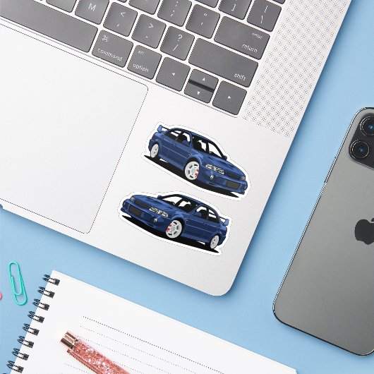 Mitsubishi Evo Car Sticker (Laptop met iPhone)