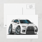 Mitsubishi Evo White Car Briefkaart (Voorkant / Achterkant)
