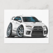 Mitsubishi Evo White Car Briefkaart (Voorkant)