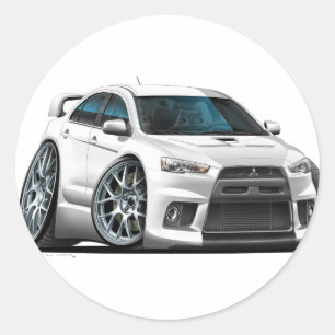 Mitsubishi Evo White Car Ronde Sticker
