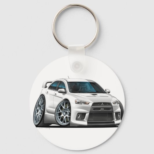 Mitsubishi Evo White Car Sleutelhanger (Voorkant)