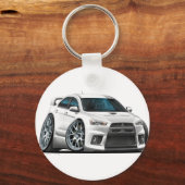 Mitsubishi Evo White Car Sleutelhanger (Voorkant)