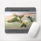 Mitsubishi J2M3 Raiden-vliegtuigmousepad Muismat (Met muis)