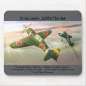 Mitsubishi J2M3 Raiden-vliegtuigmousepad Muismat (Voorkant)