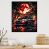 Mitsubishi Lancer Evo 9 Onder De Rode Maan Poster (Keuken)