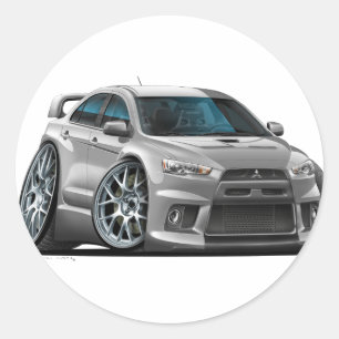 Mitsubishi Silver Car Ronde Sticker