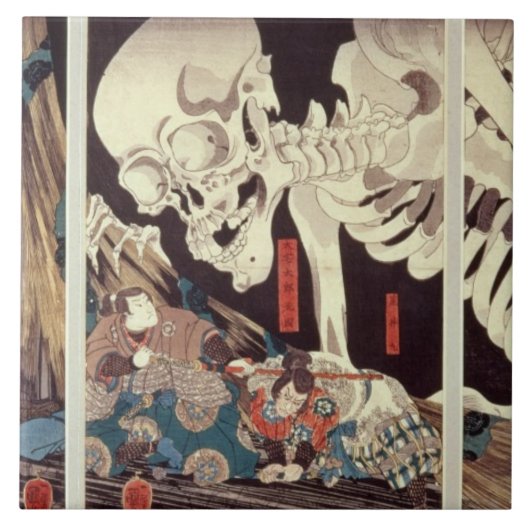 Mitsukini Defying the Skeleton Specter, c.1845 Tegeltje (Voorkant)