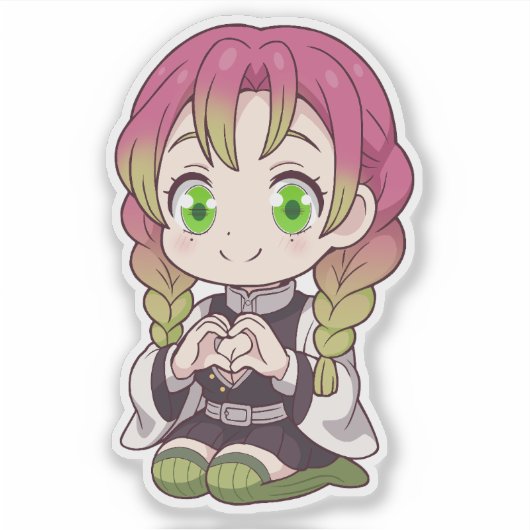 Mitsuri Kanroji Chibi Love Sticker (Voorkant)