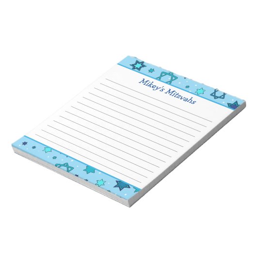 Mitswa Notitieblok - Lichtblauwe Davidster (Linkerzijde)