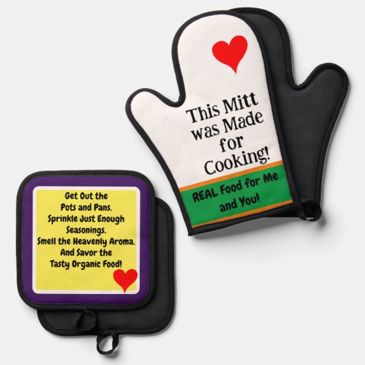 Mitt Gemaakt voor het Koken Groen Sinaasappel Paar Ovenwant & Pannenlap Set (Voorkant / Achterkant)