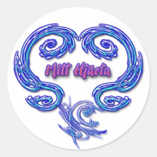 Mitt Hjarta Sticker (Zweeds - wit) (Voorkant)