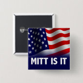 Mitt Is Het - Romney Ryan 2012 Vierkante Button 5,1 Cm (Voorkant /achterkant)
