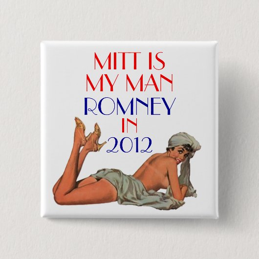 mitt is mijn man romney vierkante button 5,1 cm (Voorkant)