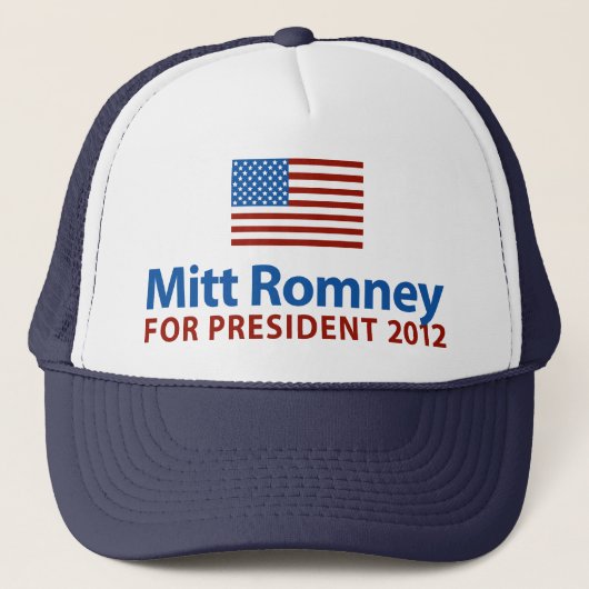 Mitt Romney American Flag Trucker Pet (Voorkant)